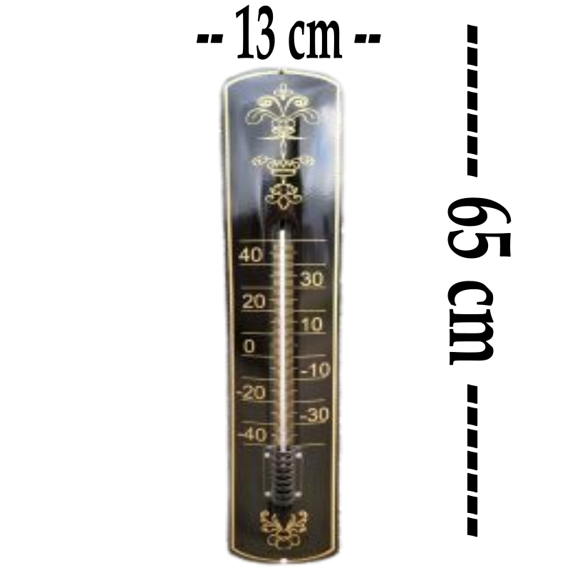 thermomètre émaillé noir 65cm