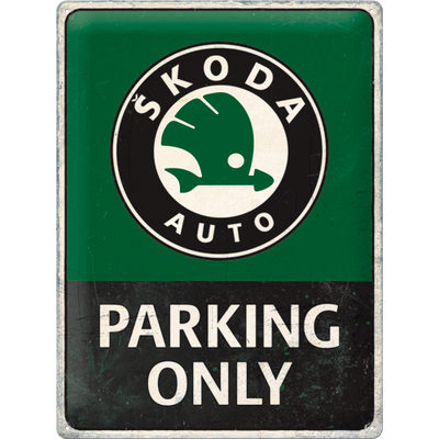 plaque métal skoda parking only 30x40