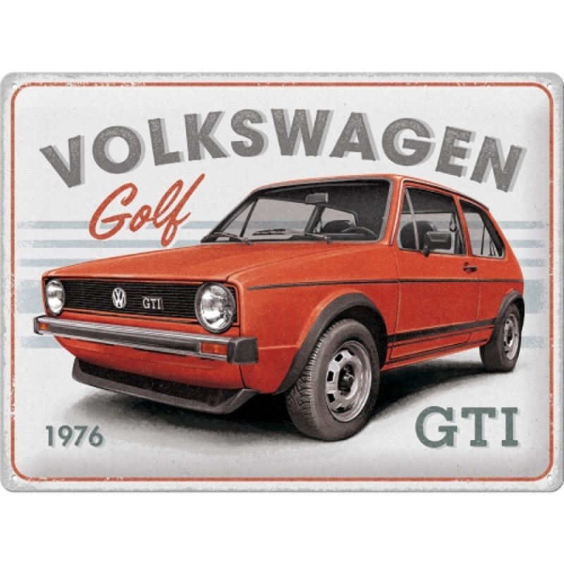 plaque métal en relief vw golf gti 1976 30x40