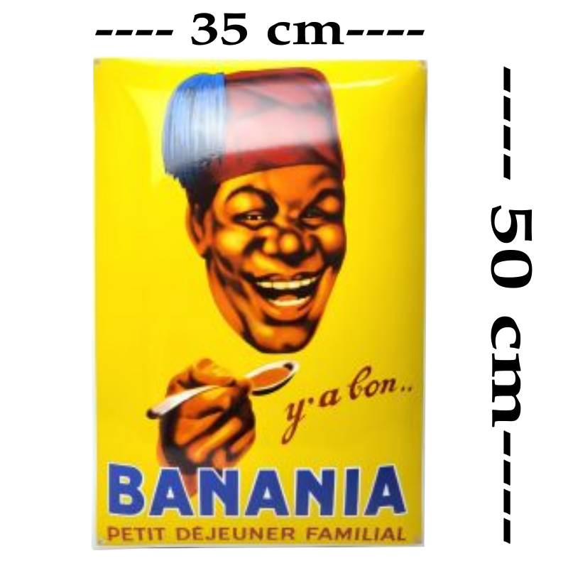 plaque émaillée banania petit déjeuner familial 50x35