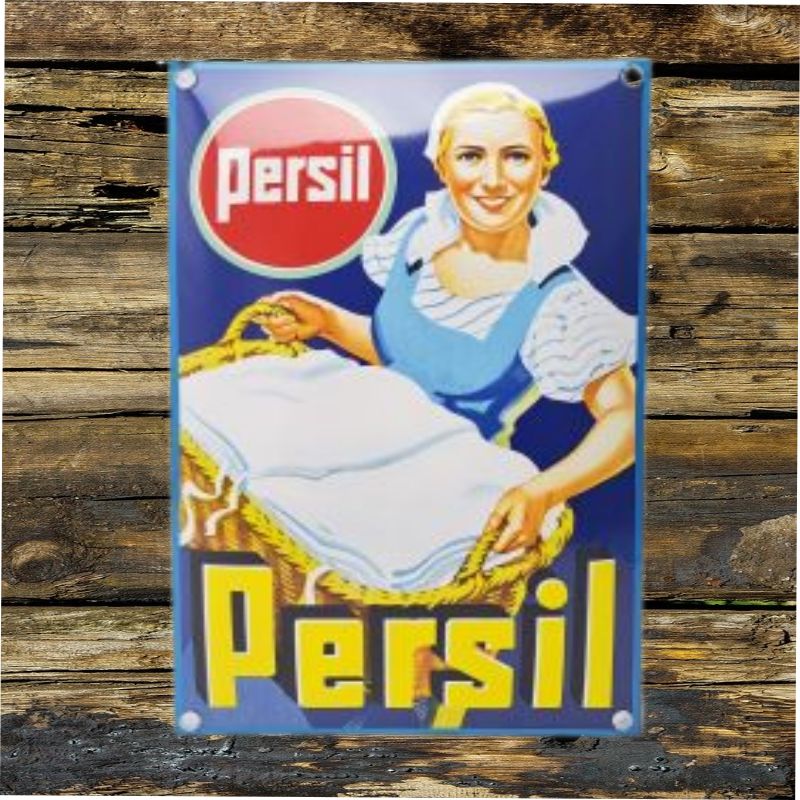 plaque émaillée publicitaire vintage Persil lessive 20x30