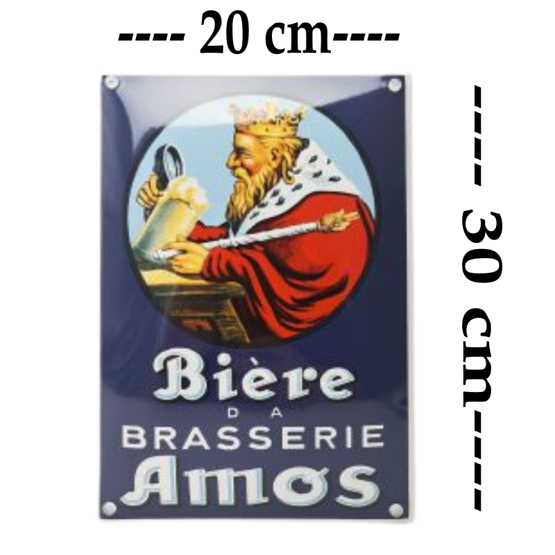 plaque émaillée brasserie Amos 20x30