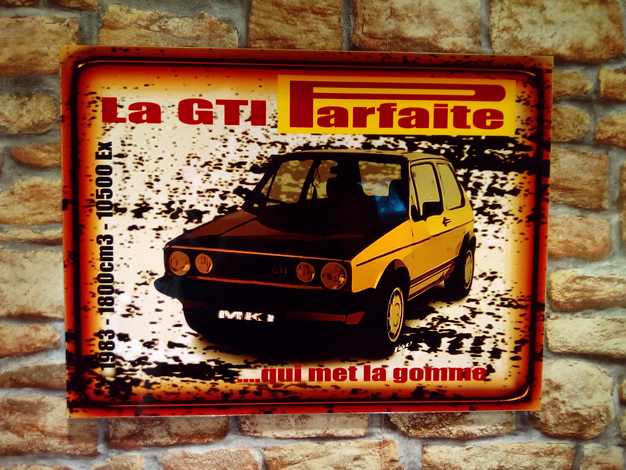 plaque vw golf gti pirelli 30x40 cm