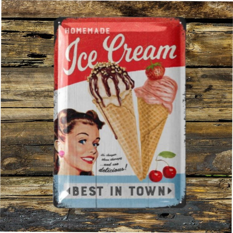 plaque vintage américaine homemade ice cream best in town