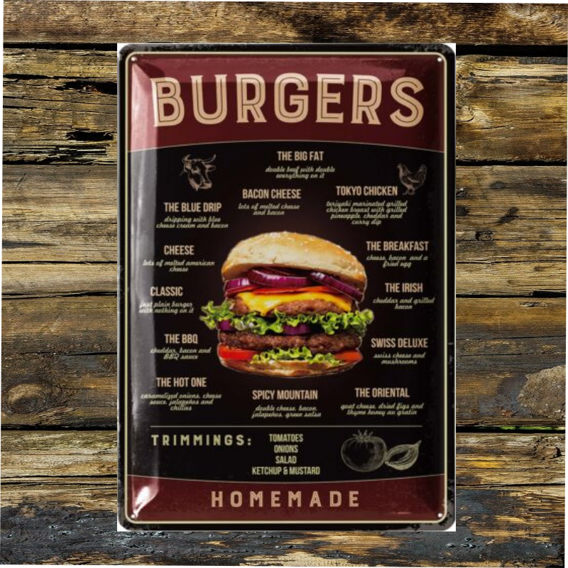 plaque vintage américaine homemade burgers