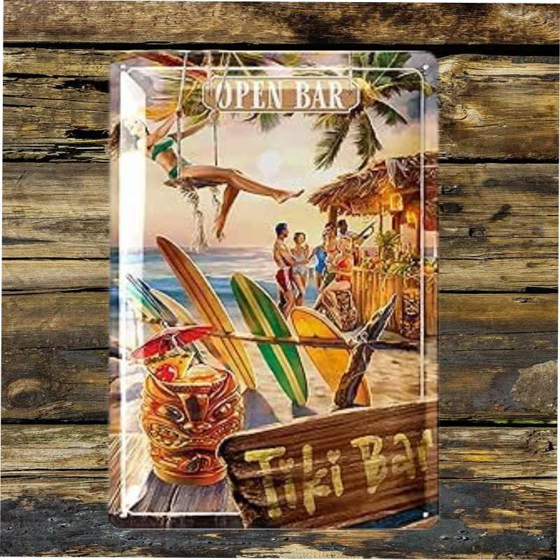 plaque vintage tiki bar 20x30cm