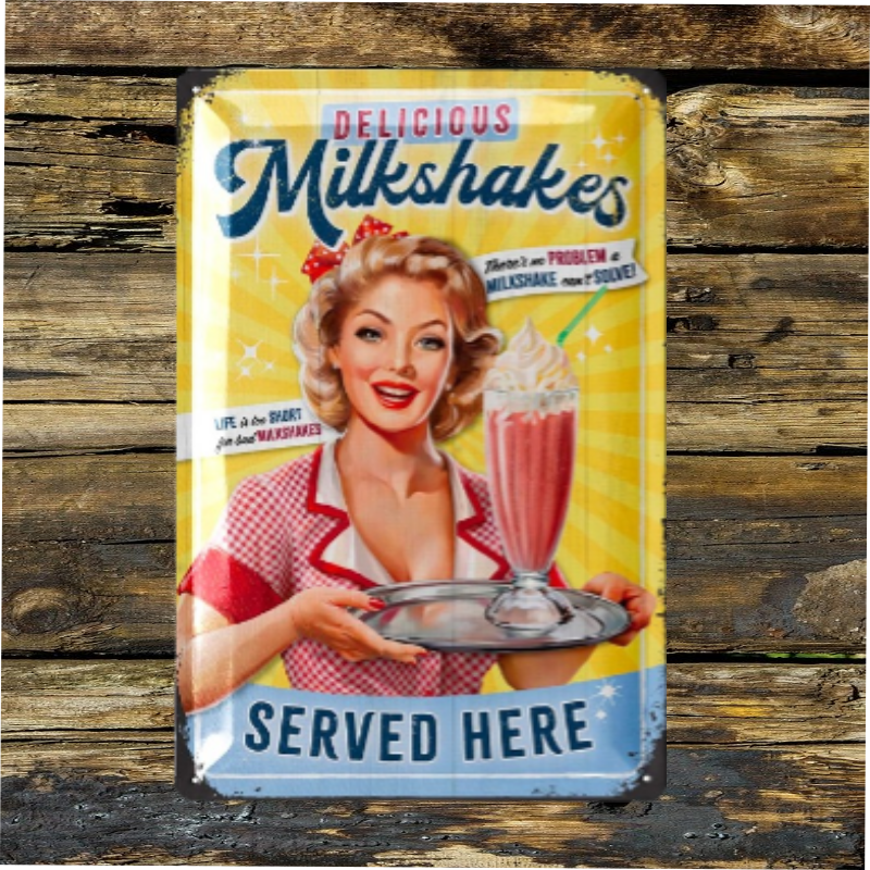 plaque vintage milkshakes 20x30cm