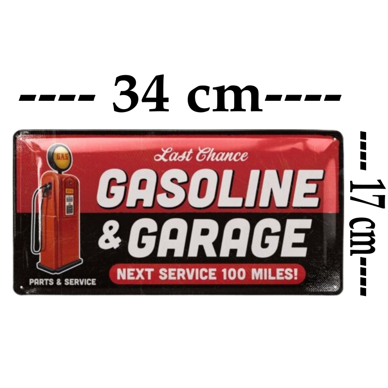 plaque déco gasoline &amp; garage vintage