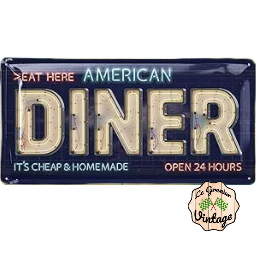 plaque déco american diner 34x17 cm