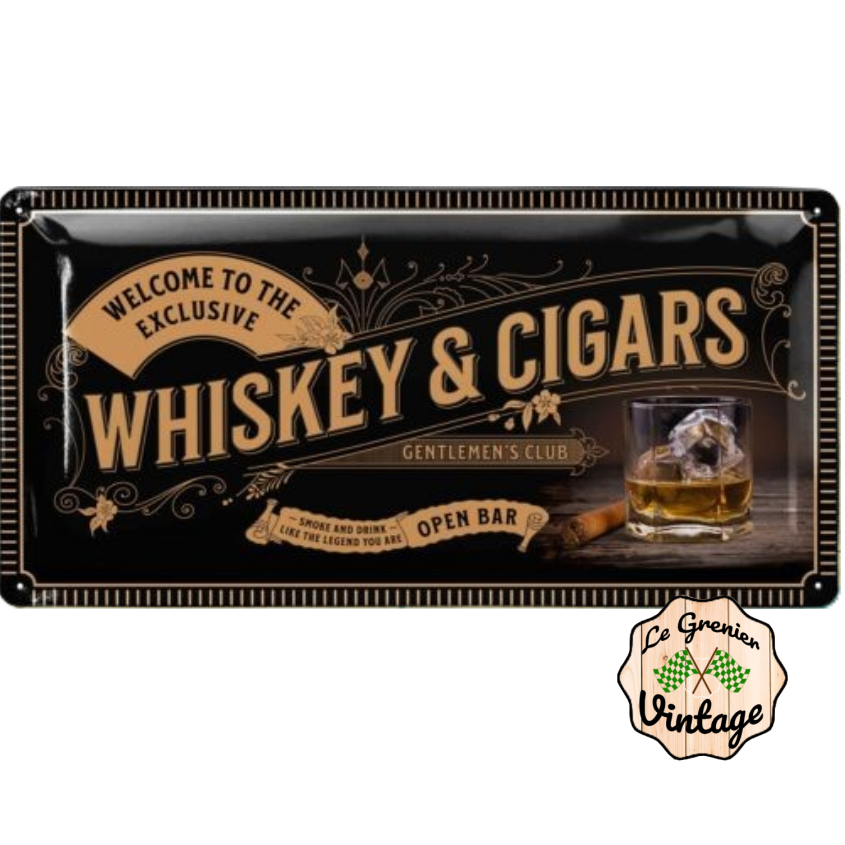 Plaque métal Whisky & cigars