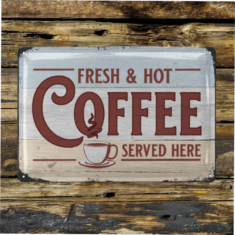 plaque vintage fresh and hot coffee 20x30 cm