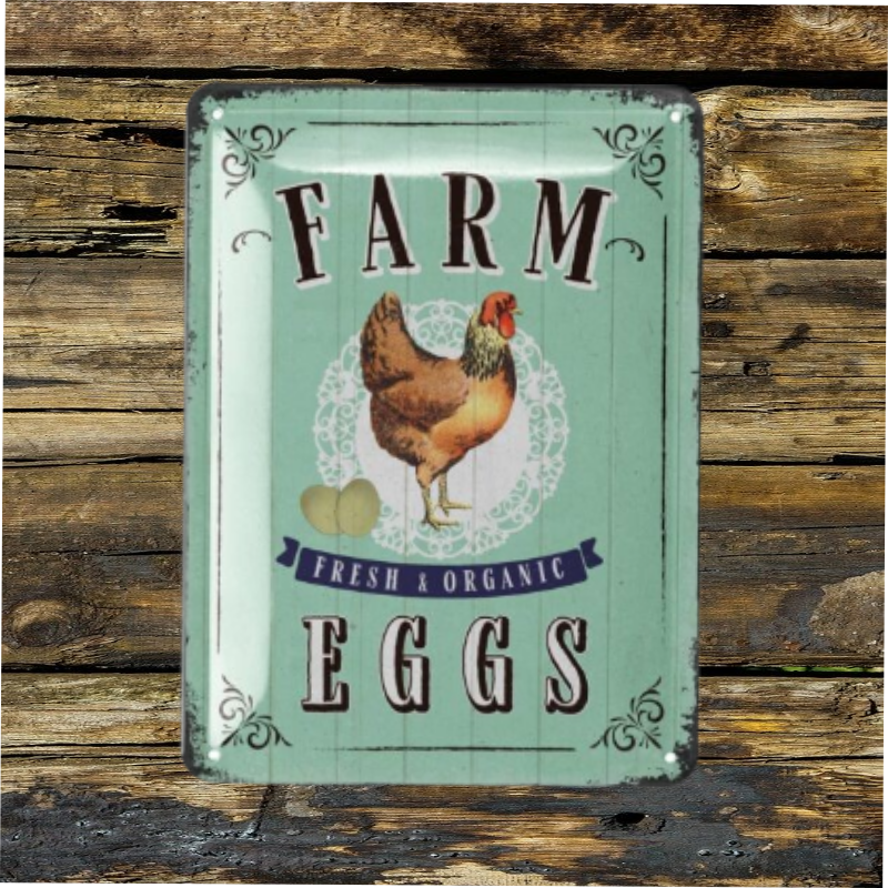 plaque vintage farm fresh eggs 15x20 cm