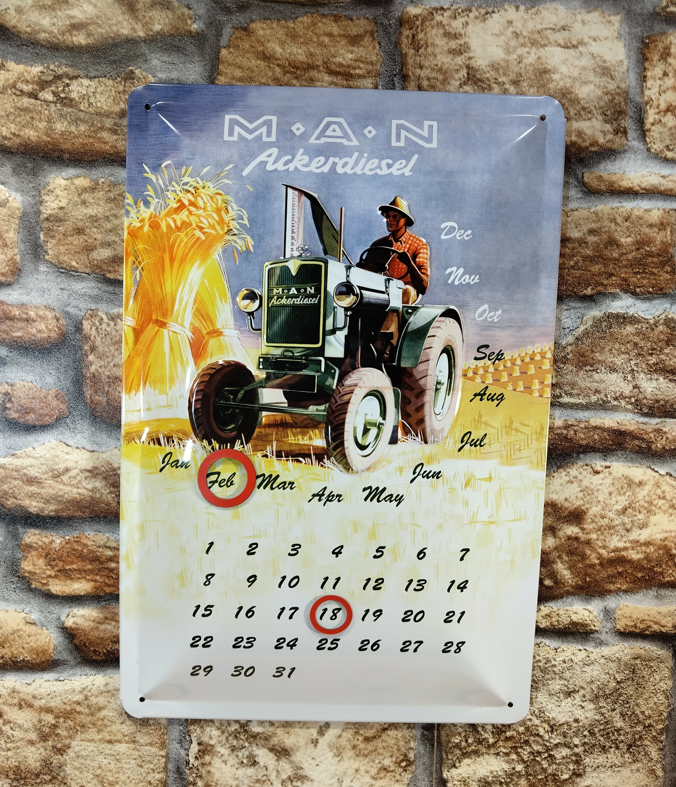 calendrier perpétuel tracteur man vintage