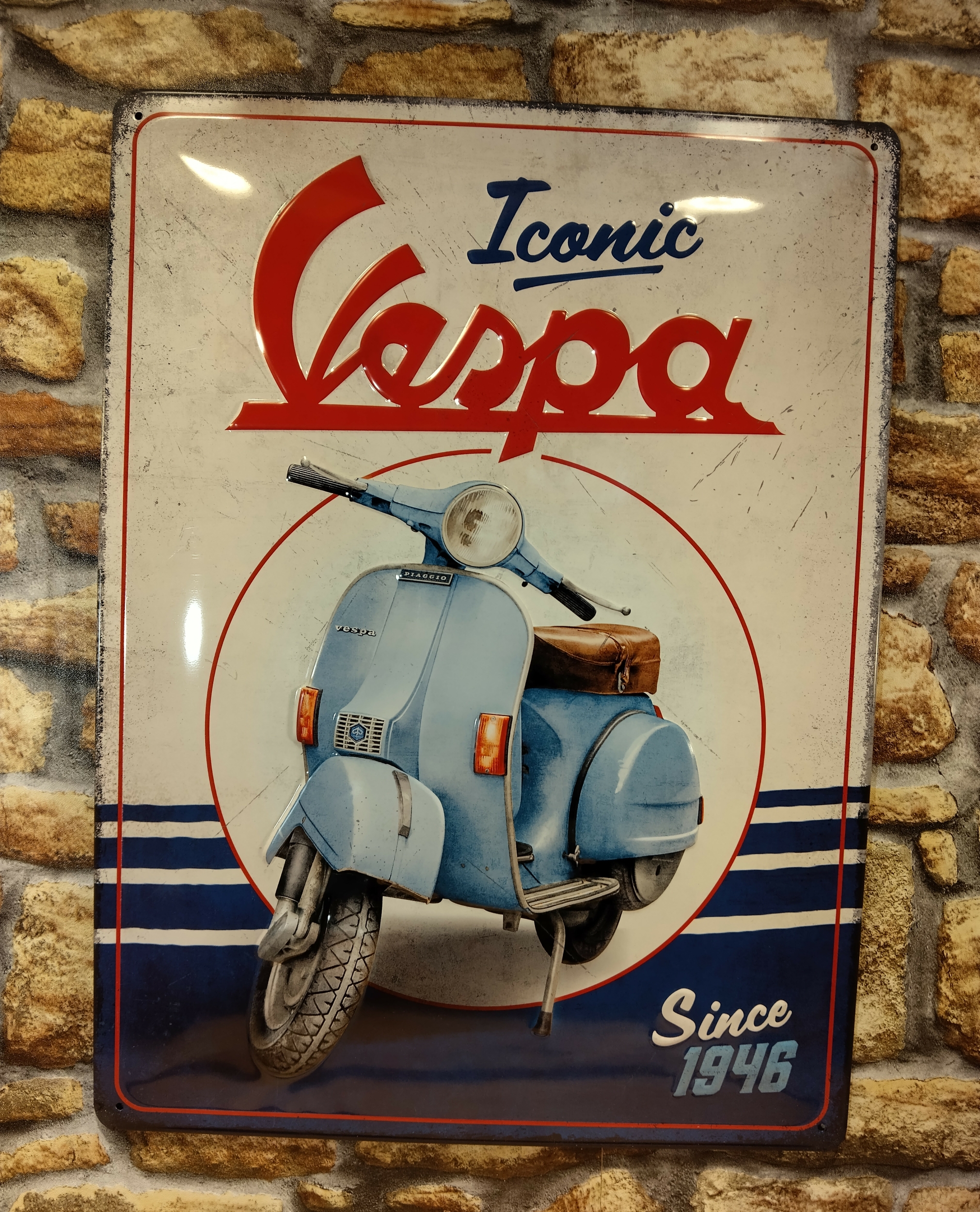plaque publicitaire vespa scooter rétro vintage