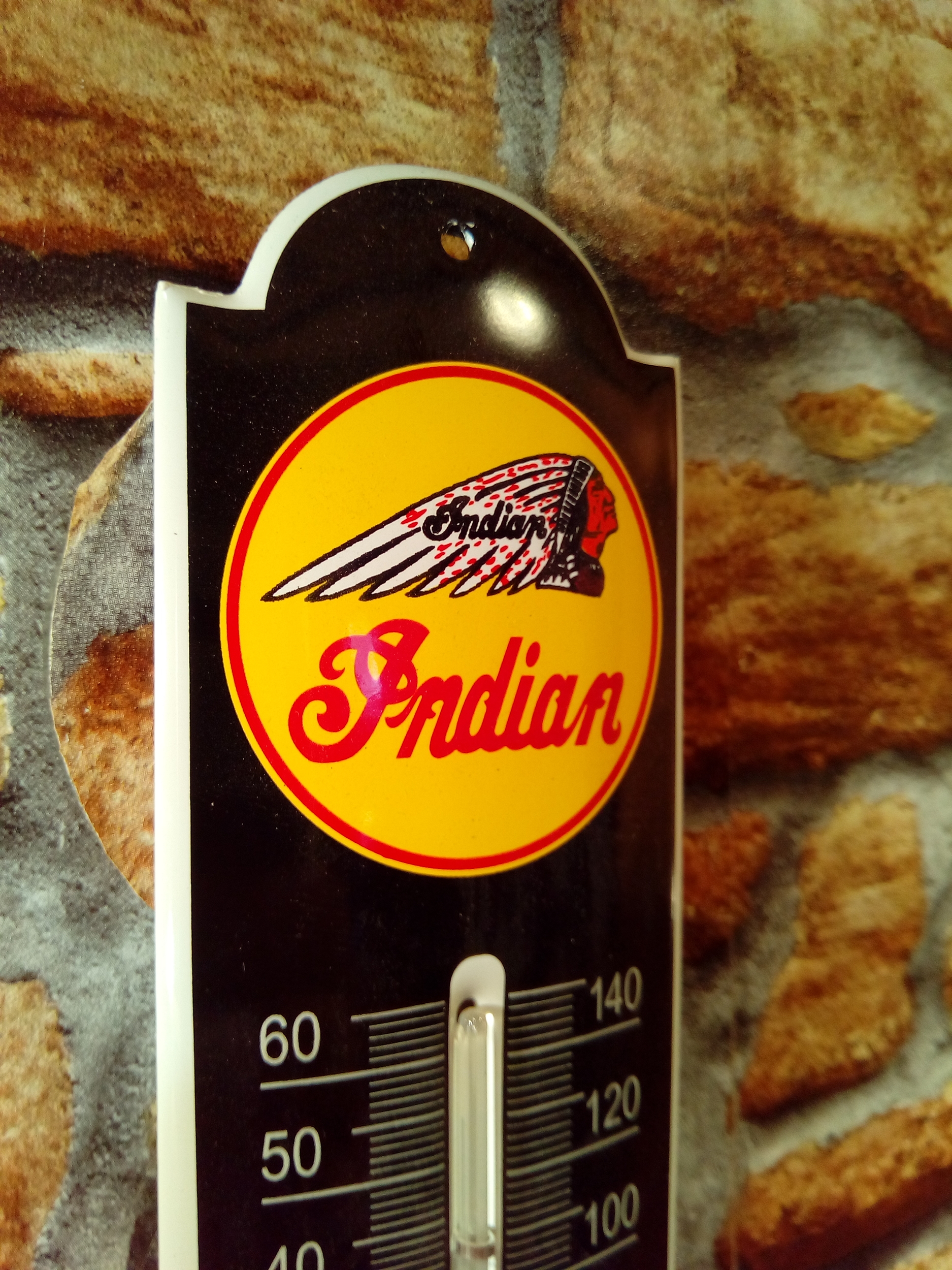 thermomètre émaillé publicitaire moto indian vintage