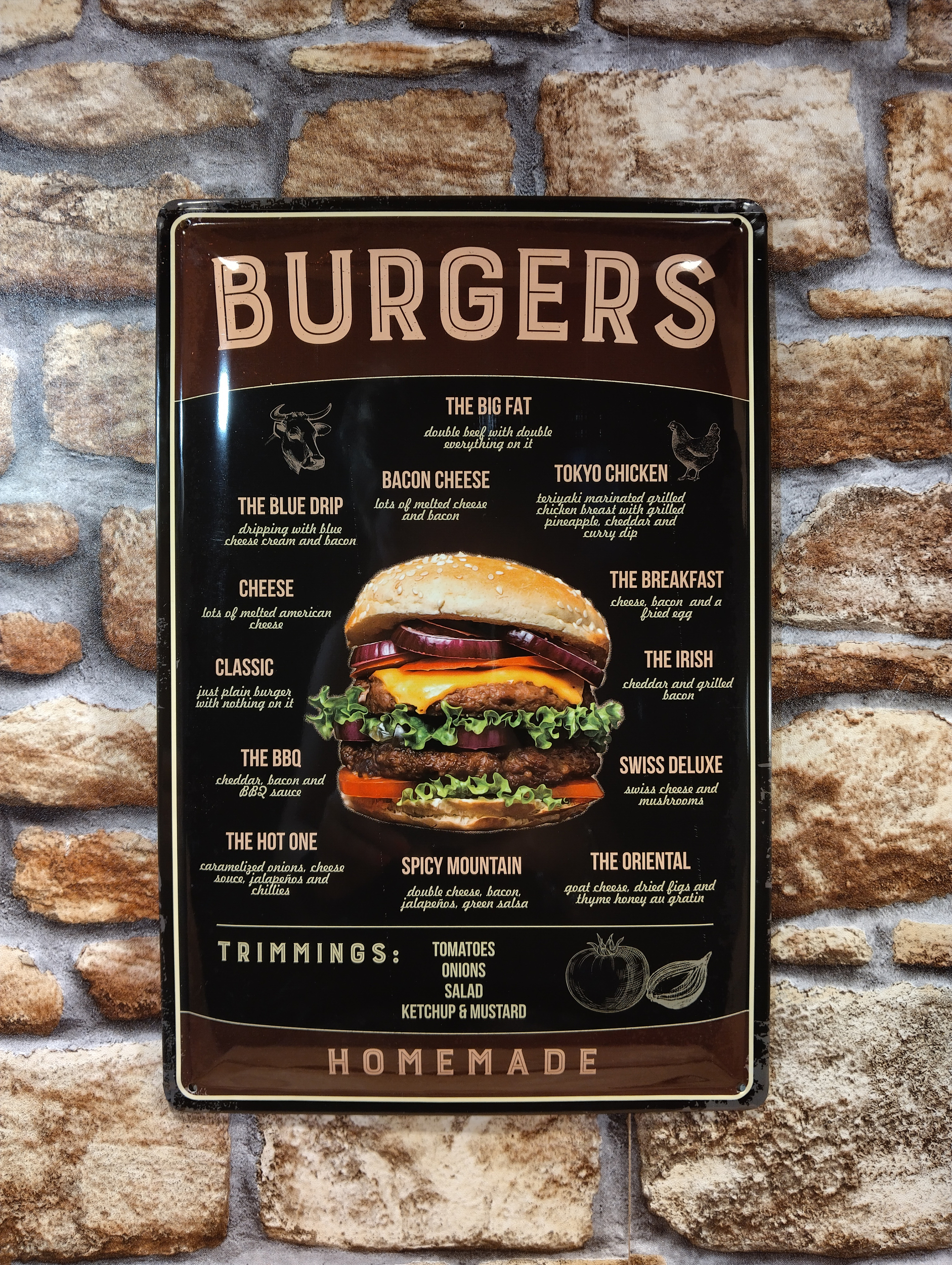 plaque déco menu restaurant hamburgers
