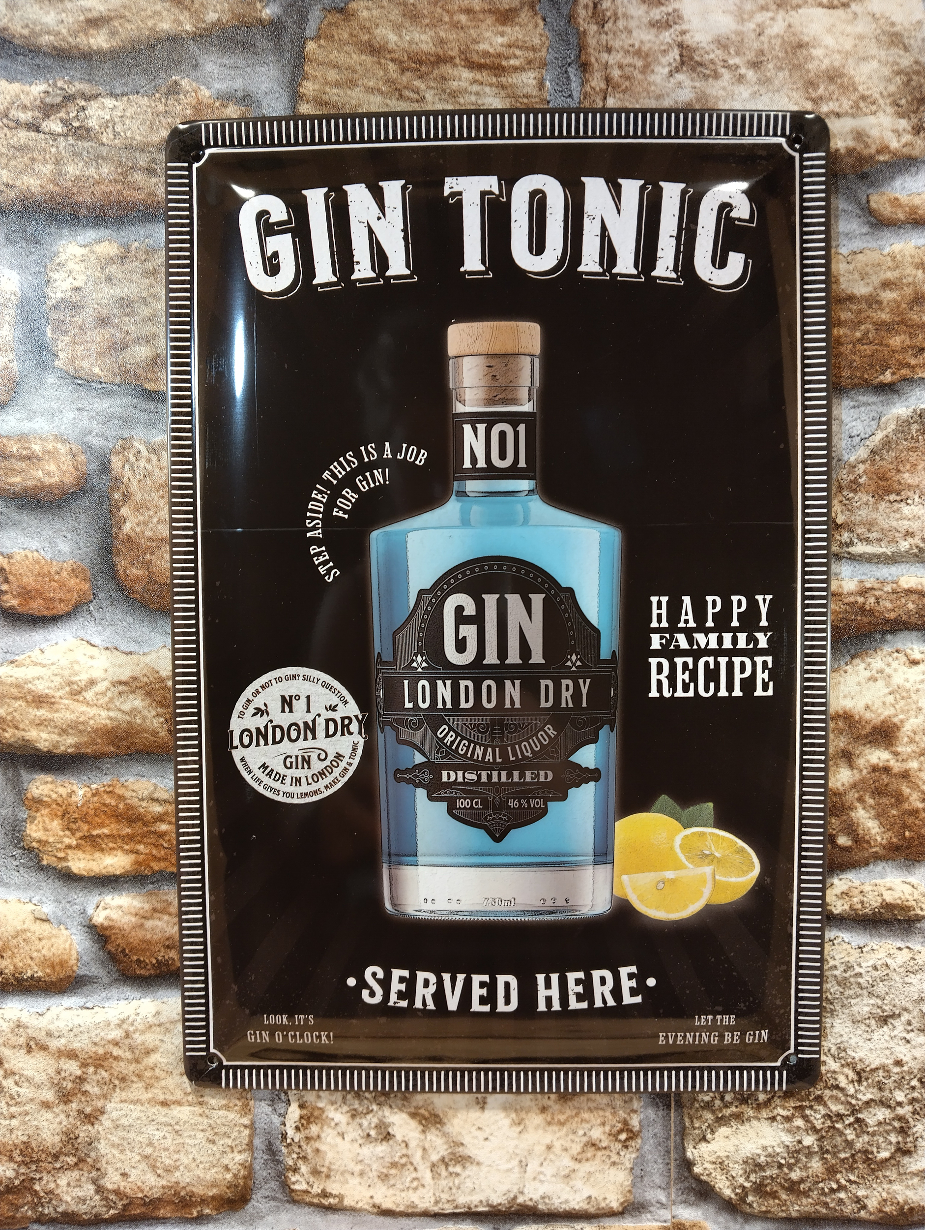 plaque déco publicitaire gin tonic vintage