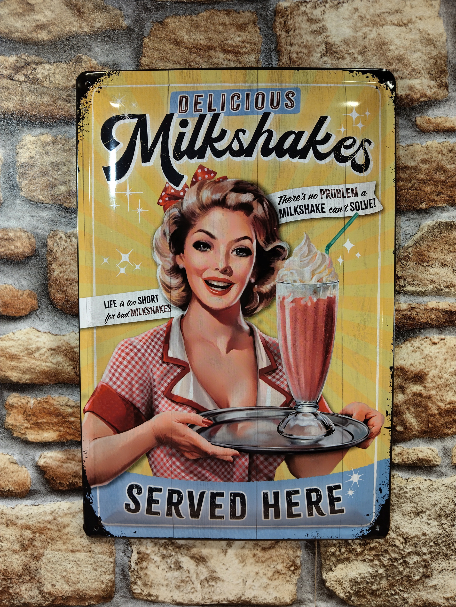 plaque déco vintage pin-up milksahake