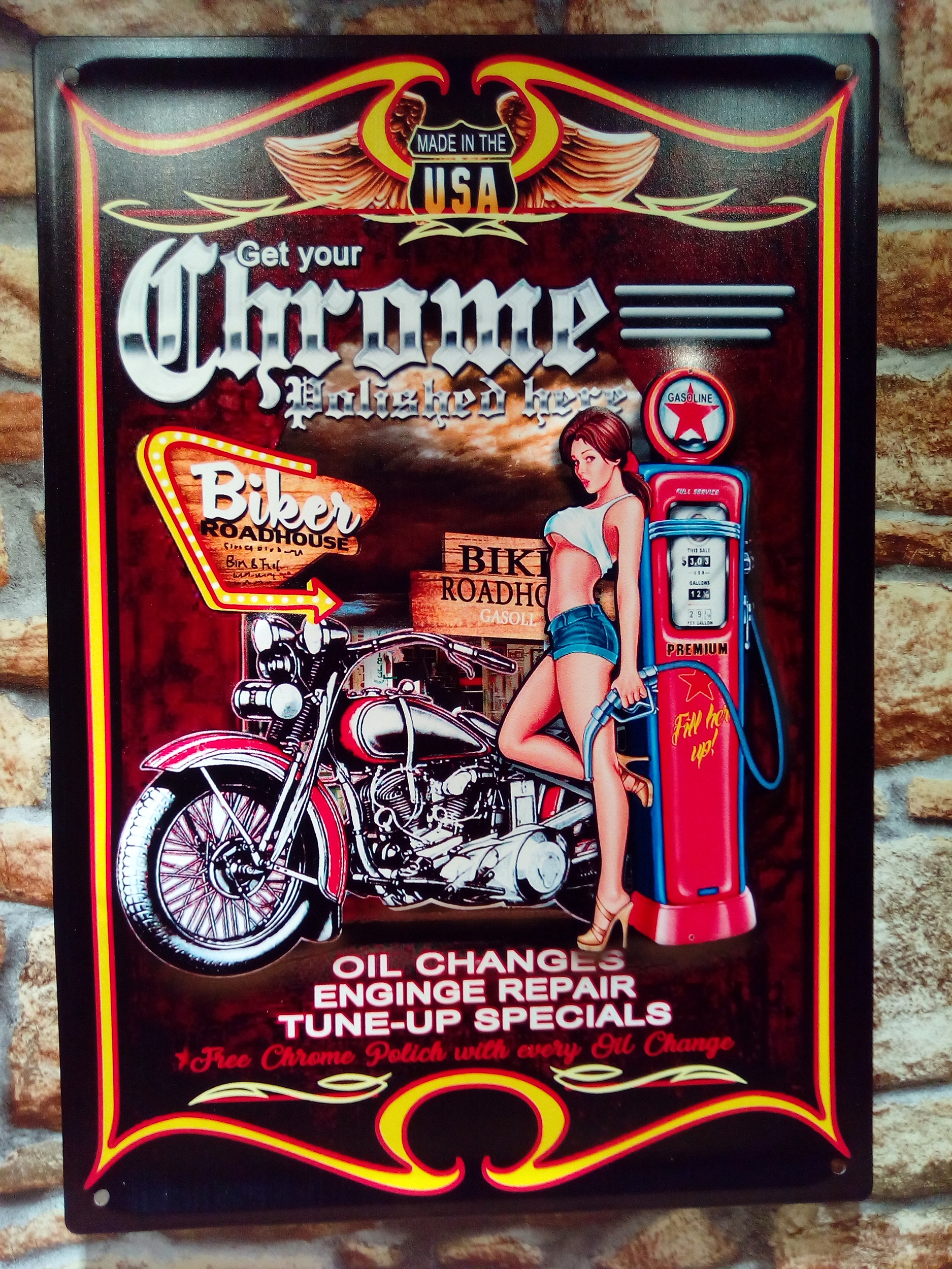 Plaque get your chrome polished pin-up