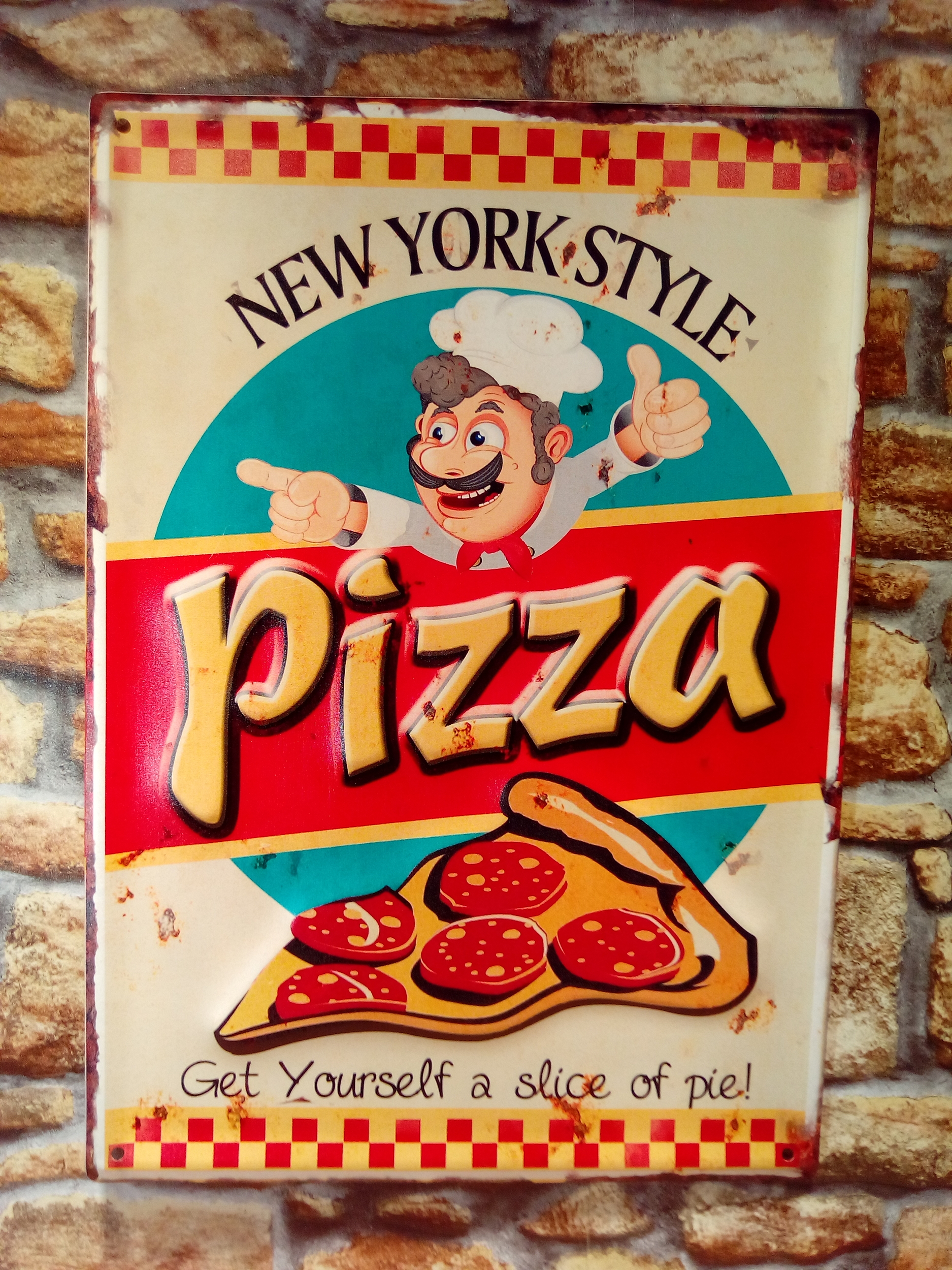 plaque déco vintage rétro pizza