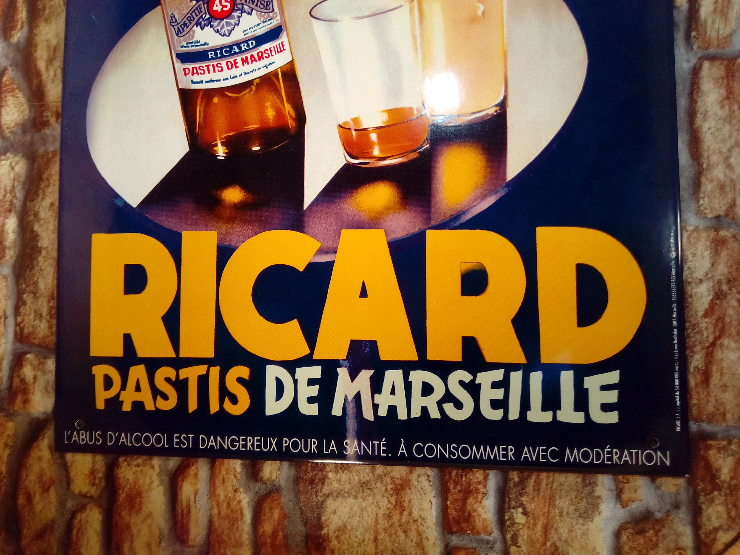 plaque métal émaillée ricard pastis