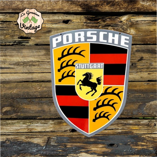plaque émaillée blason Porsche