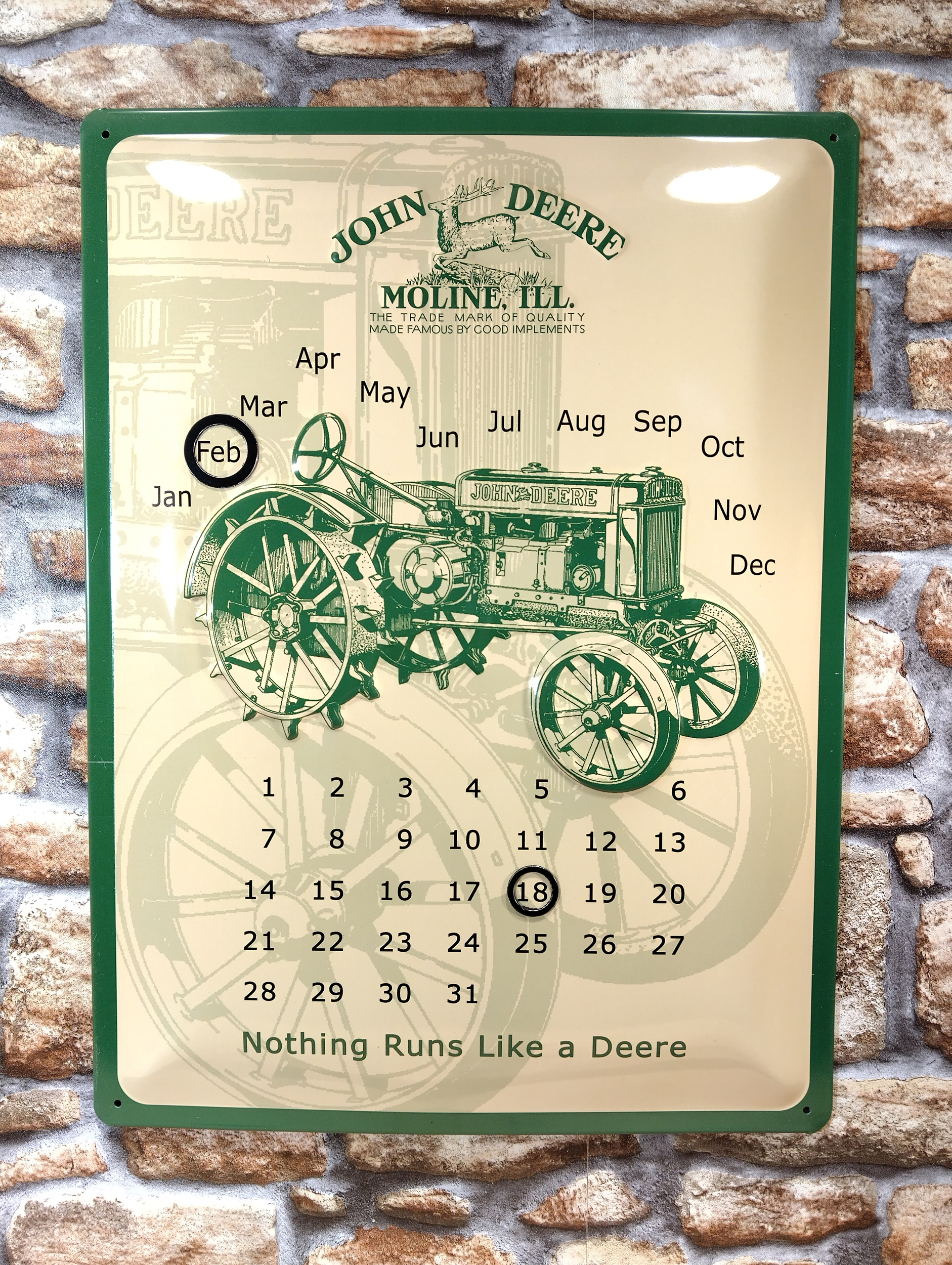calendrier perpétuel vintage tracteur john deere