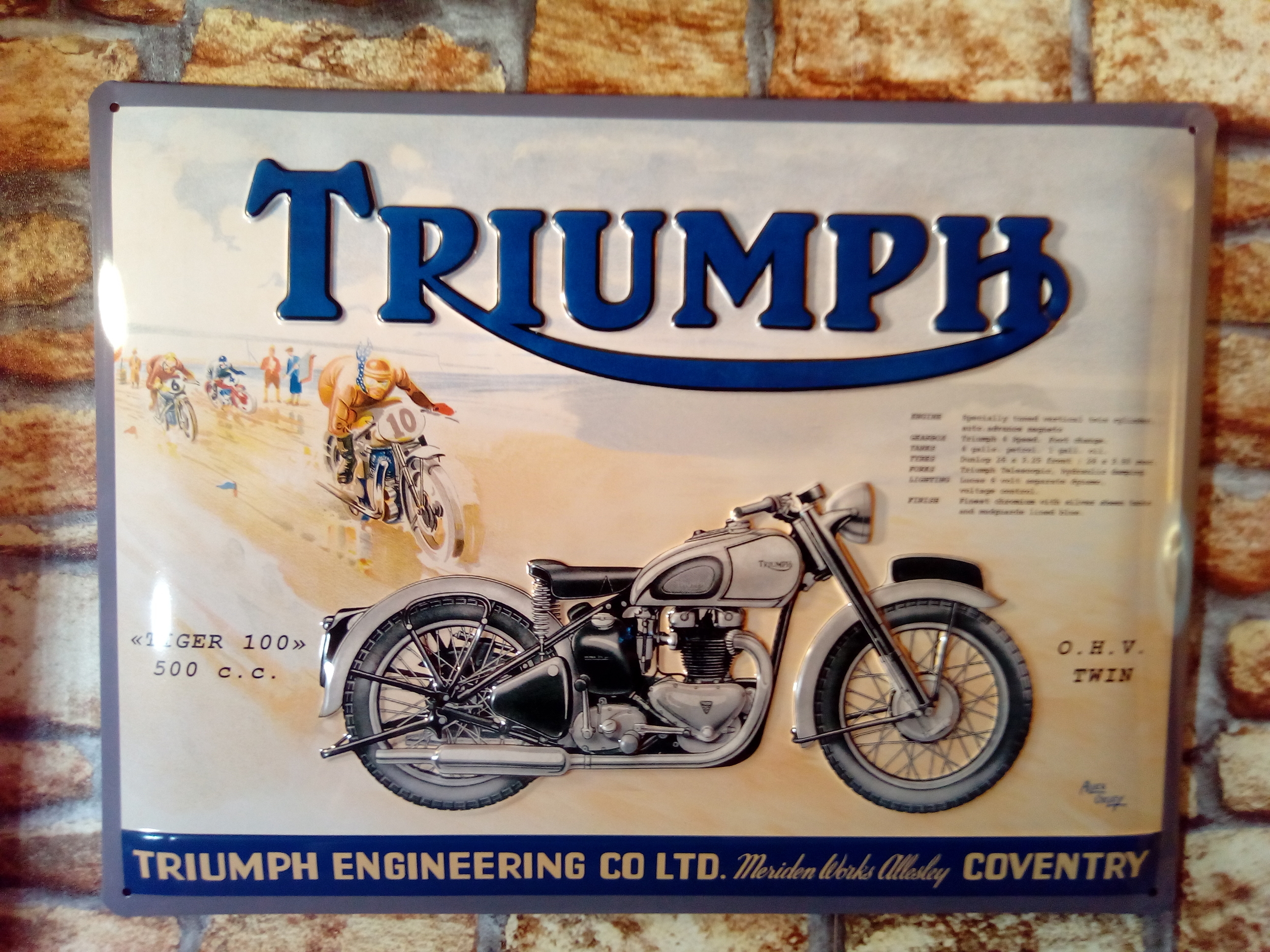 plaque déco moto triumph vintage