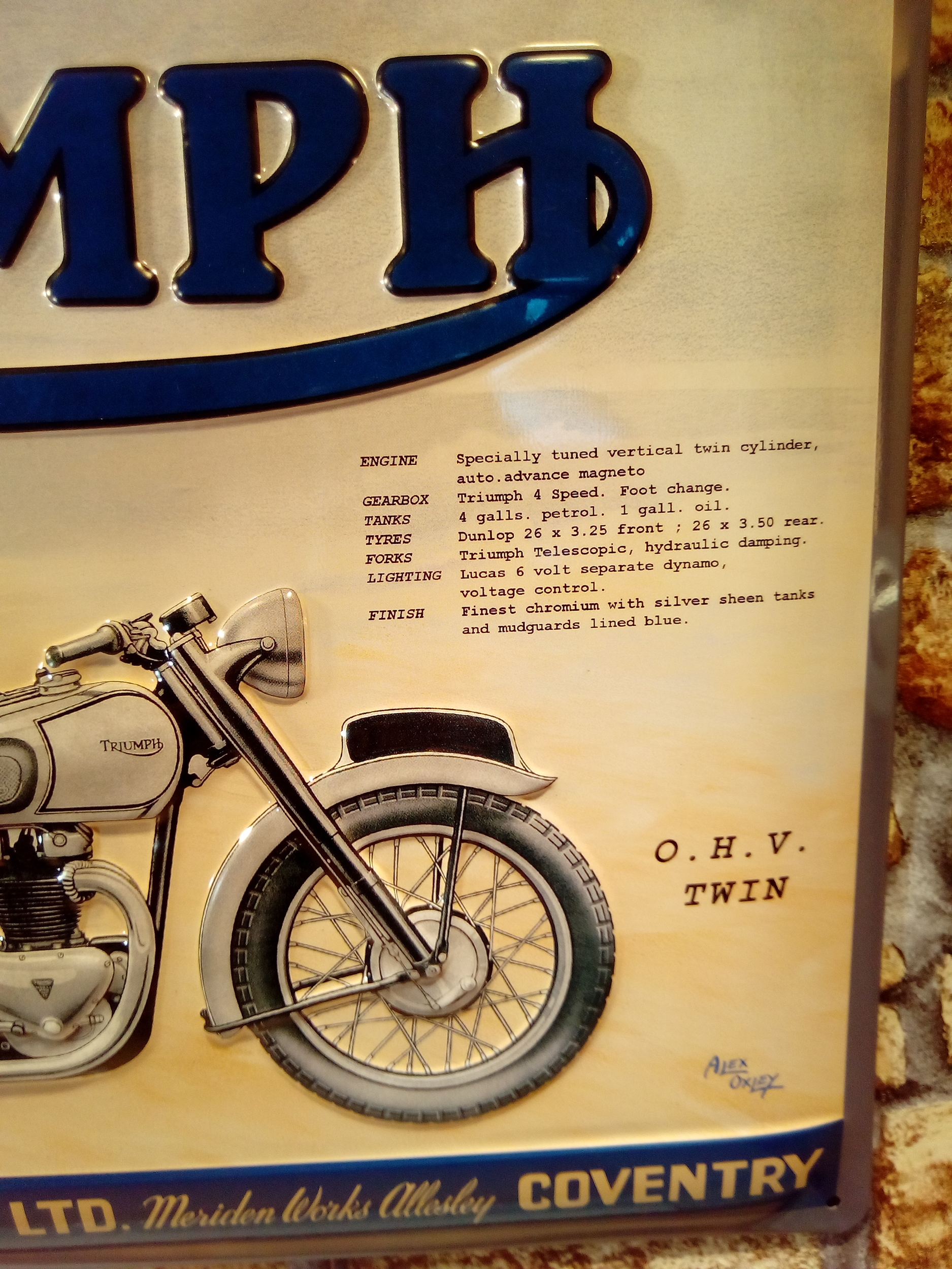 plaque déco moto triimph rétro