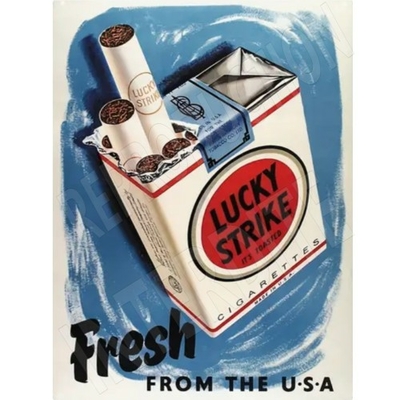 plaque publicitaire lucky strike 15x20