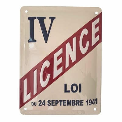 Plaque métal Licence 4