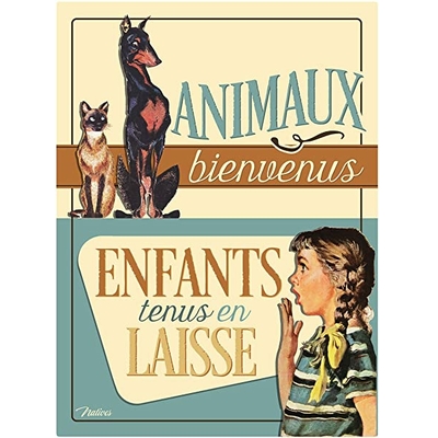 Plaque métal animaux bienvenus 15 x 20