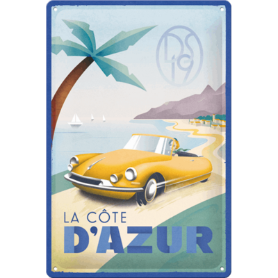 Plaque Citroen DS côte d'Azur 20x30