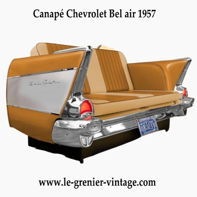 canapé cuir voiture chevrolet bel air beige et crème