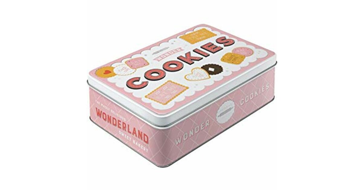 Boîte à Biscuits Carrée En Tôle Avec Couvercle Doré - 20x20x5.5 Cm - Blanche - Réutilisable Pour Bonbons, Cookies, Cadeaux - Déco Anniversaire, Mariage