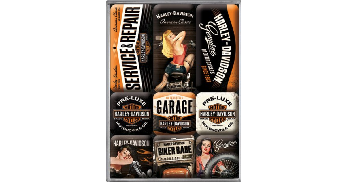 Aimant Frigo Harley-Davidson Biker Babe - Format 8x6 Cm, Puissant, Design Vintage Rétro