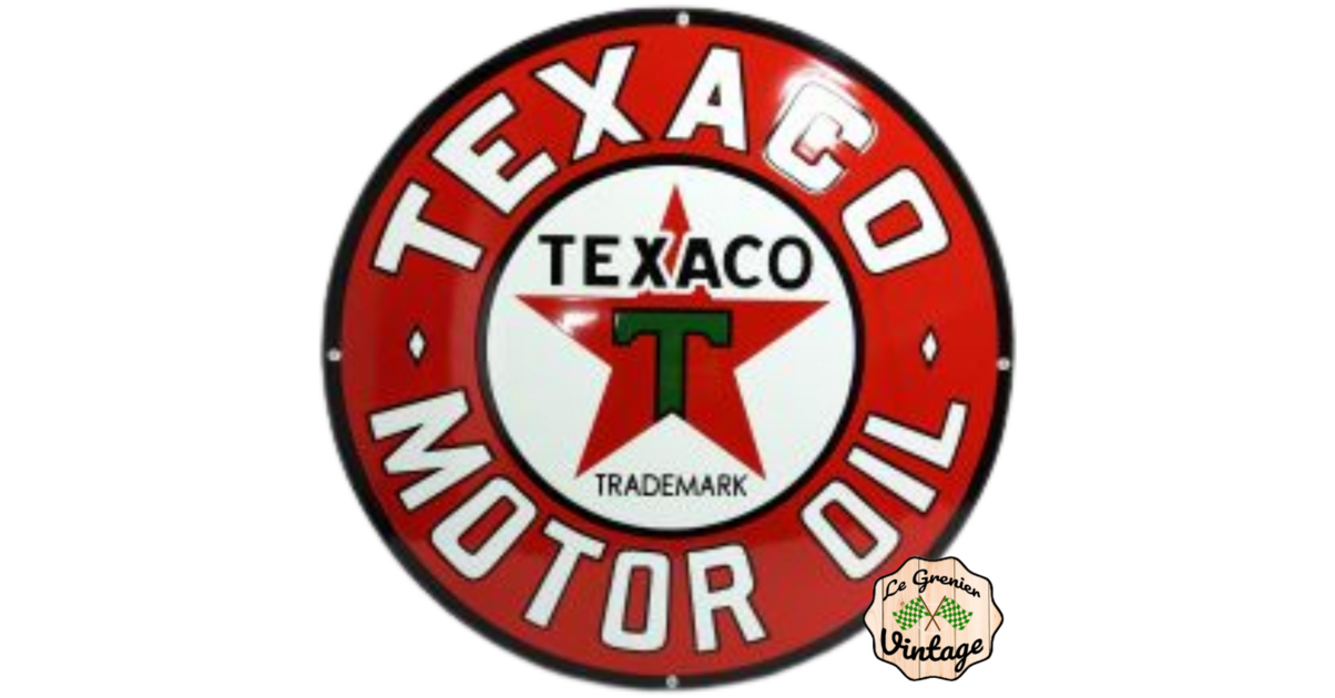 Plaque émaillée Publicitaire TEXACO – Vintage Métal Diamètre 30 Cm, Neuve