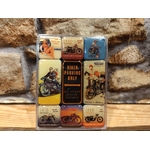 coffret magnets émaillés déco biker