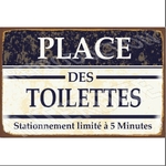 plaque métal de déco place des toilettes 20x30