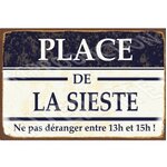 plaque métal place de la sieste 20x30