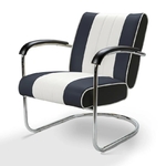 chaise rétro de bureau pullman en vinyle bleu dark navy