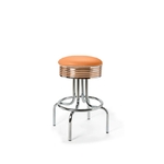 tabouret de bar pivotant chromé Airline 66WP orange en vinyle