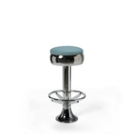 tabouret de bar chromé à fixer casey Stacks 77 avec repose-pieds bleu