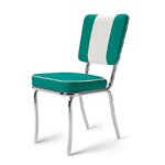 chaise cuir bicolore chromée rétro vert pétrole