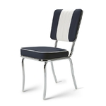 chaise similicuir bicolore rétro bleu marine