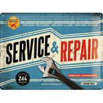 plaque métal vintage déco garage service repair bleu