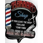 plaque métal relief barber shop