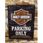 plaque métal parking only harley