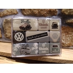 coffret de 9 magnets émaillés volkswagen