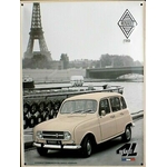 plaque métal renault 4L tour eiffel vintage